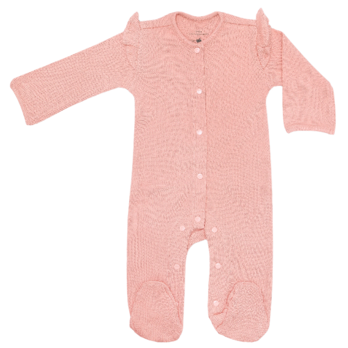 Waffle Ruffle Footie - Dusty Rose - HoneyBug