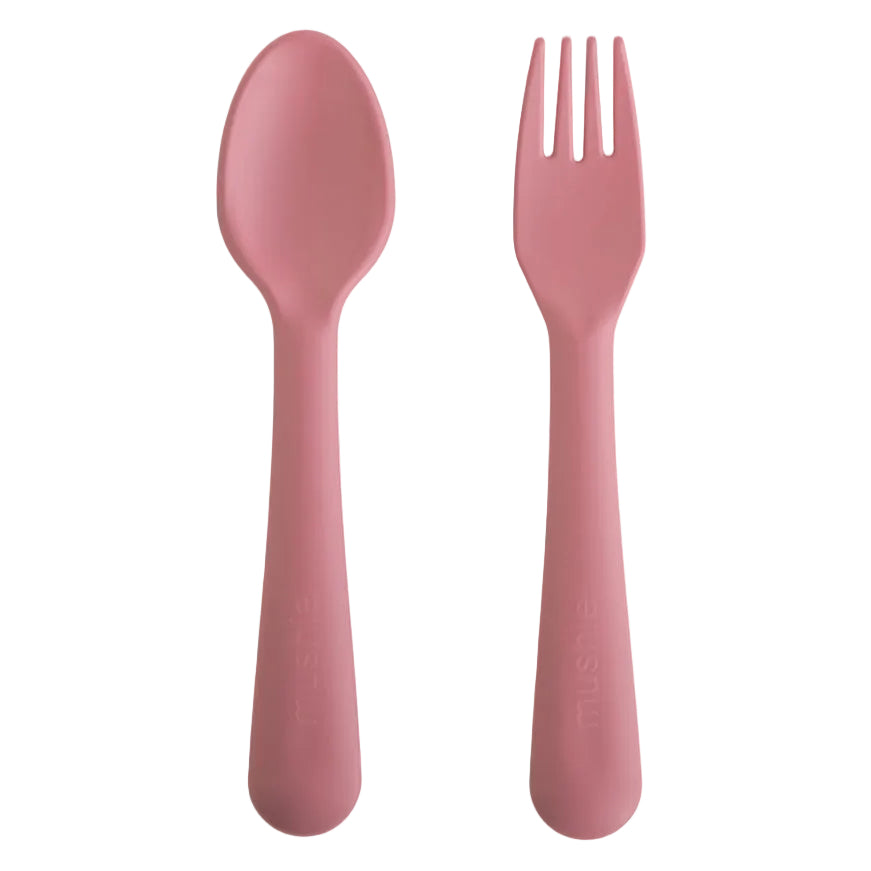 Dinnerware Fork and Spoon Set - Dusty Rose