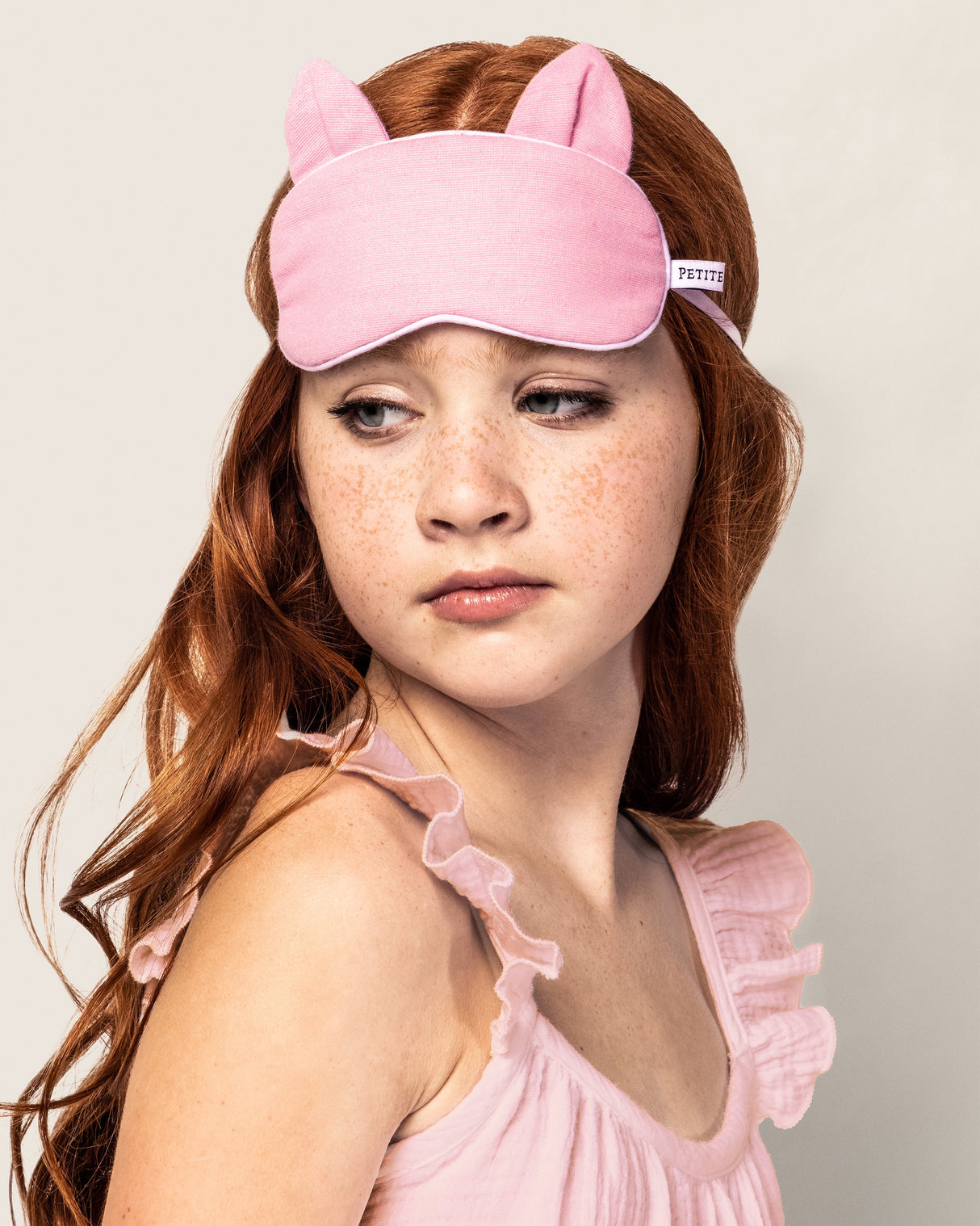 Kid's Flannel Kitty Eye Mask in Pink - HoneyBug