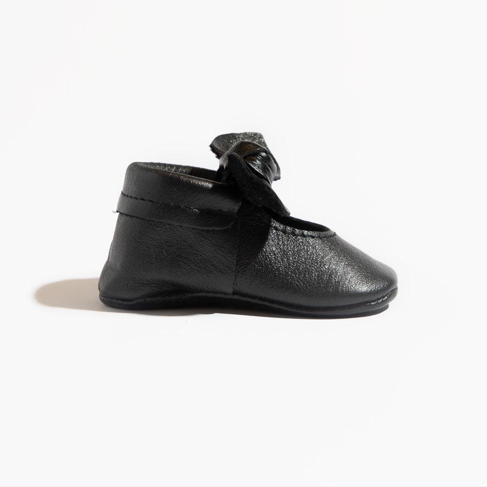 Ebony Knotted Bow Baby Shoe - HoneyBug