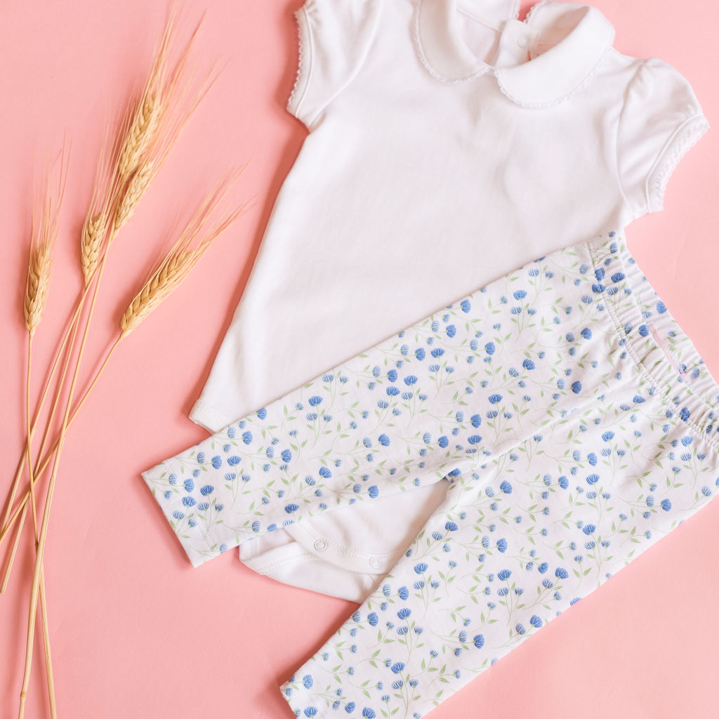 Arabella Blue Floral Leggings - HoneyBug