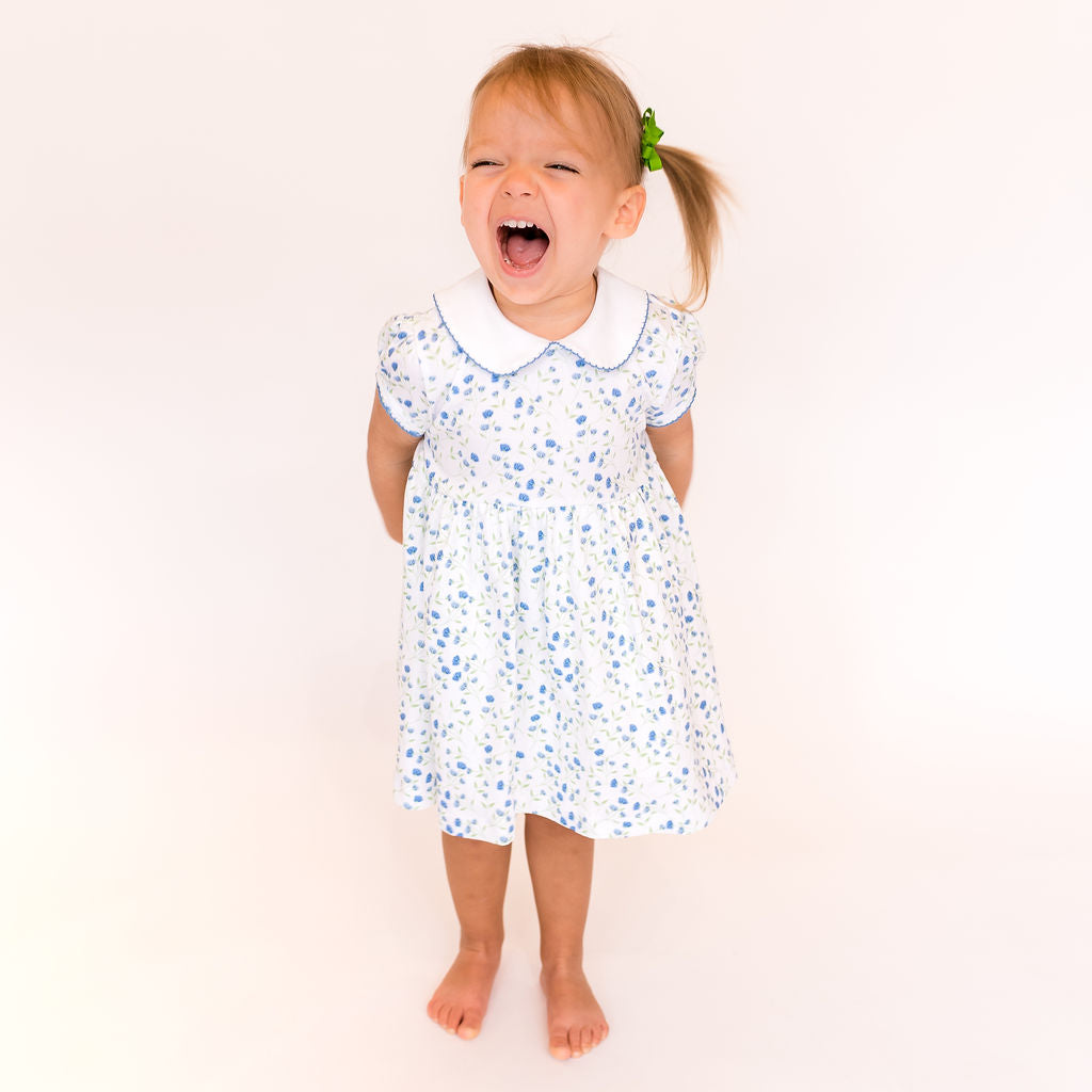 Arabella Blue Floral Dress - HoneyBug