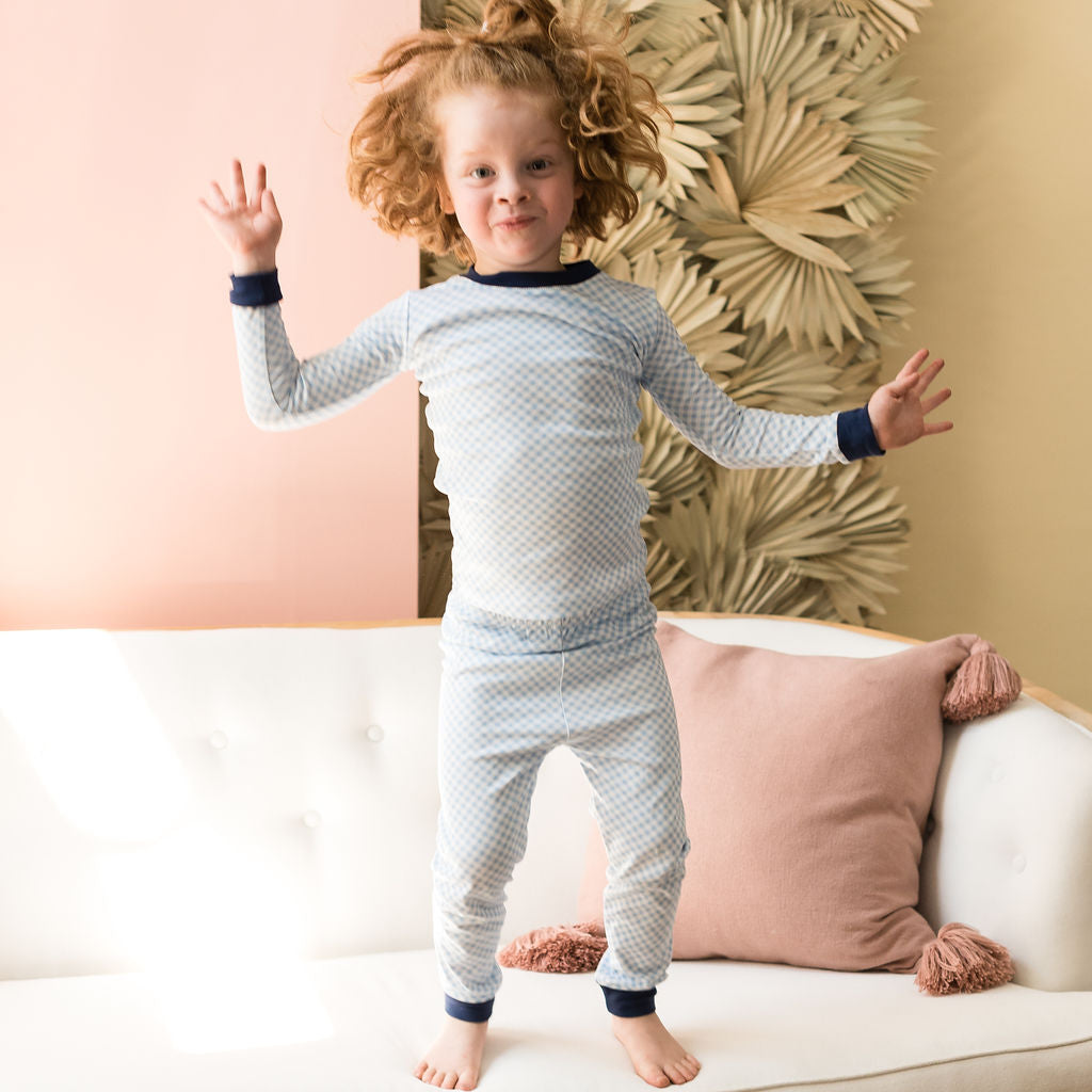 Blue Gingham Pajama Set - HoneyBug