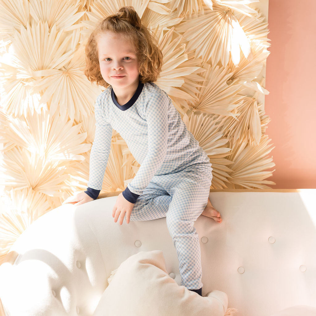 Blue Gingham Pajama Set - HoneyBug