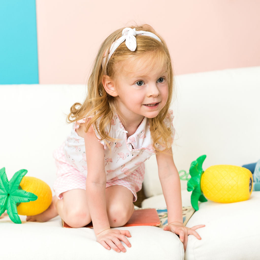Pink Flamingo Onesie with Bows - HoneyBug