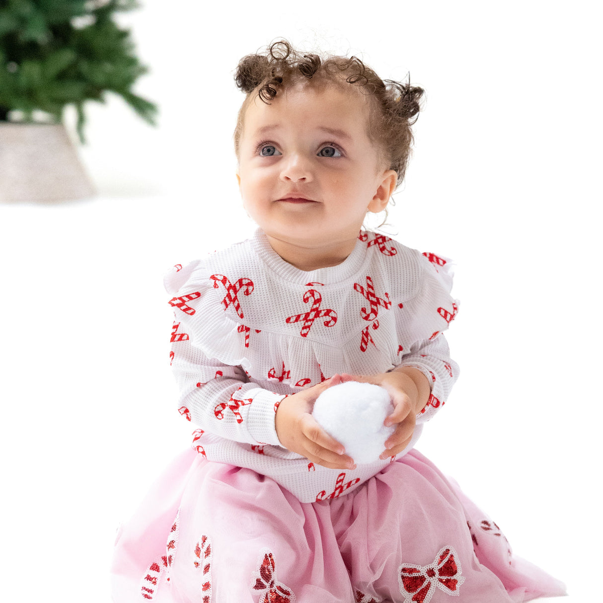 Candy Canes - V Ruffle Top - HoneyBug