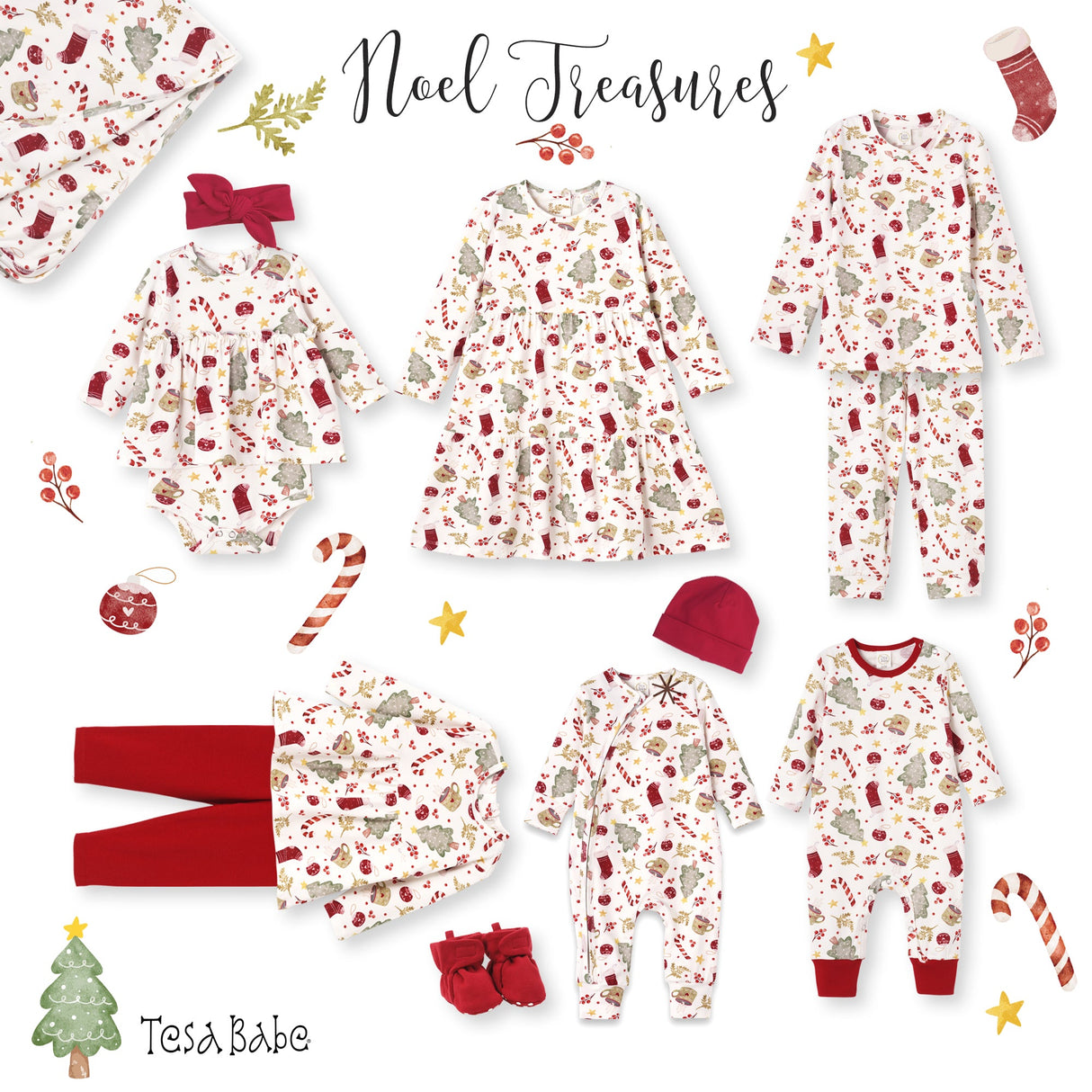 Baby Holiday Bamboo Romper – Christmas Print One-Piece - Noel - HoneyBug
