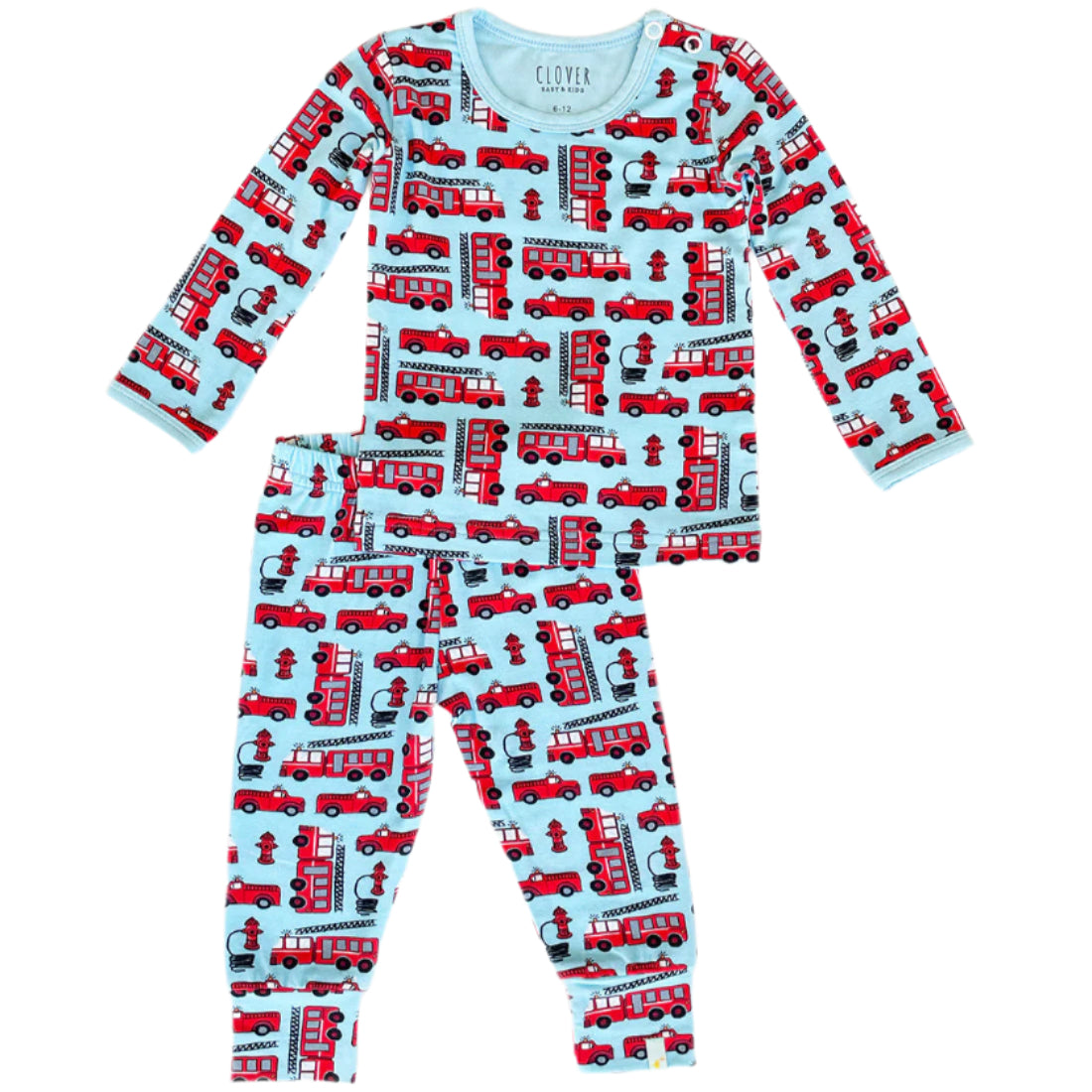 Long Sleeve Pajama Set - Fire Trucks - HoneyBug