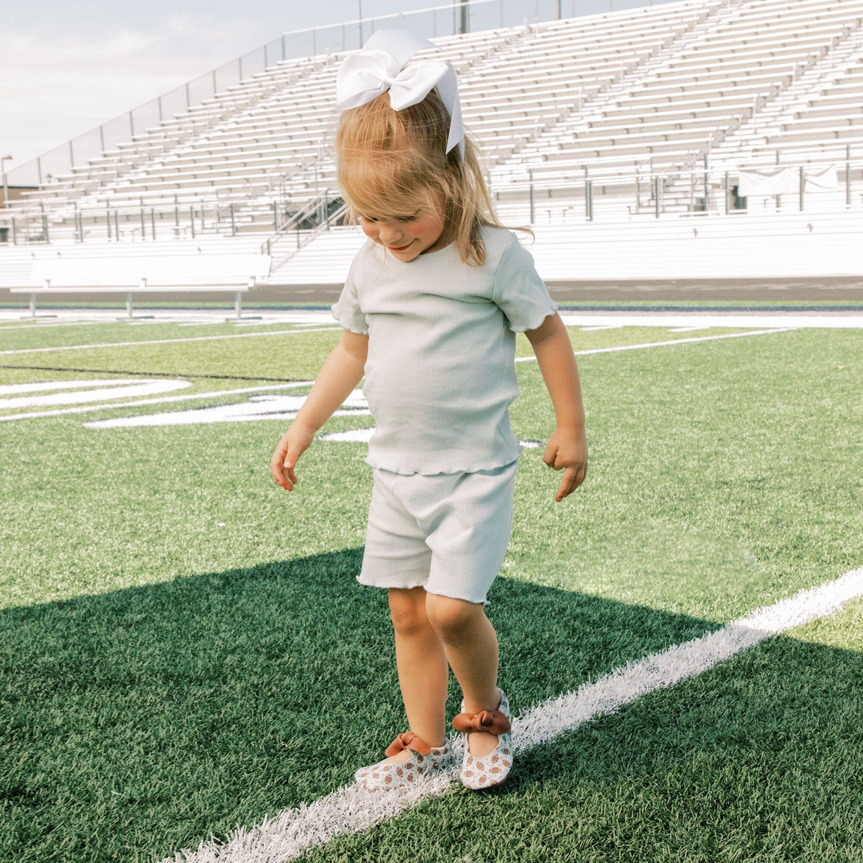 First Down Knotted Bow Baby Shoe - HoneyBug