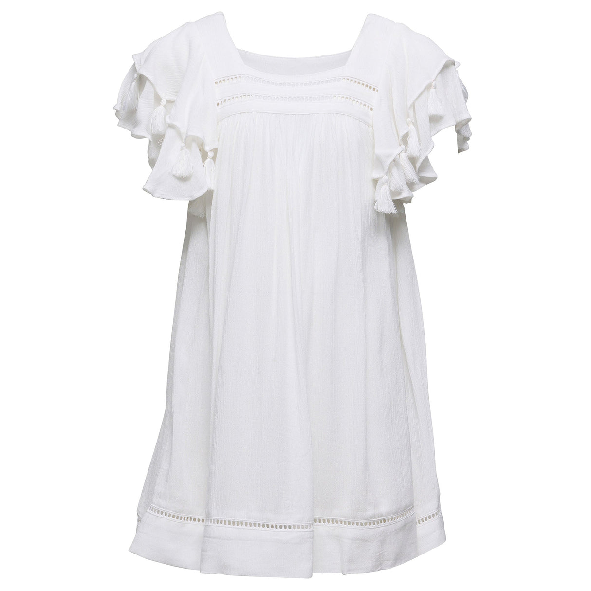 White Tassel Time Beach Dress - HoneyBug