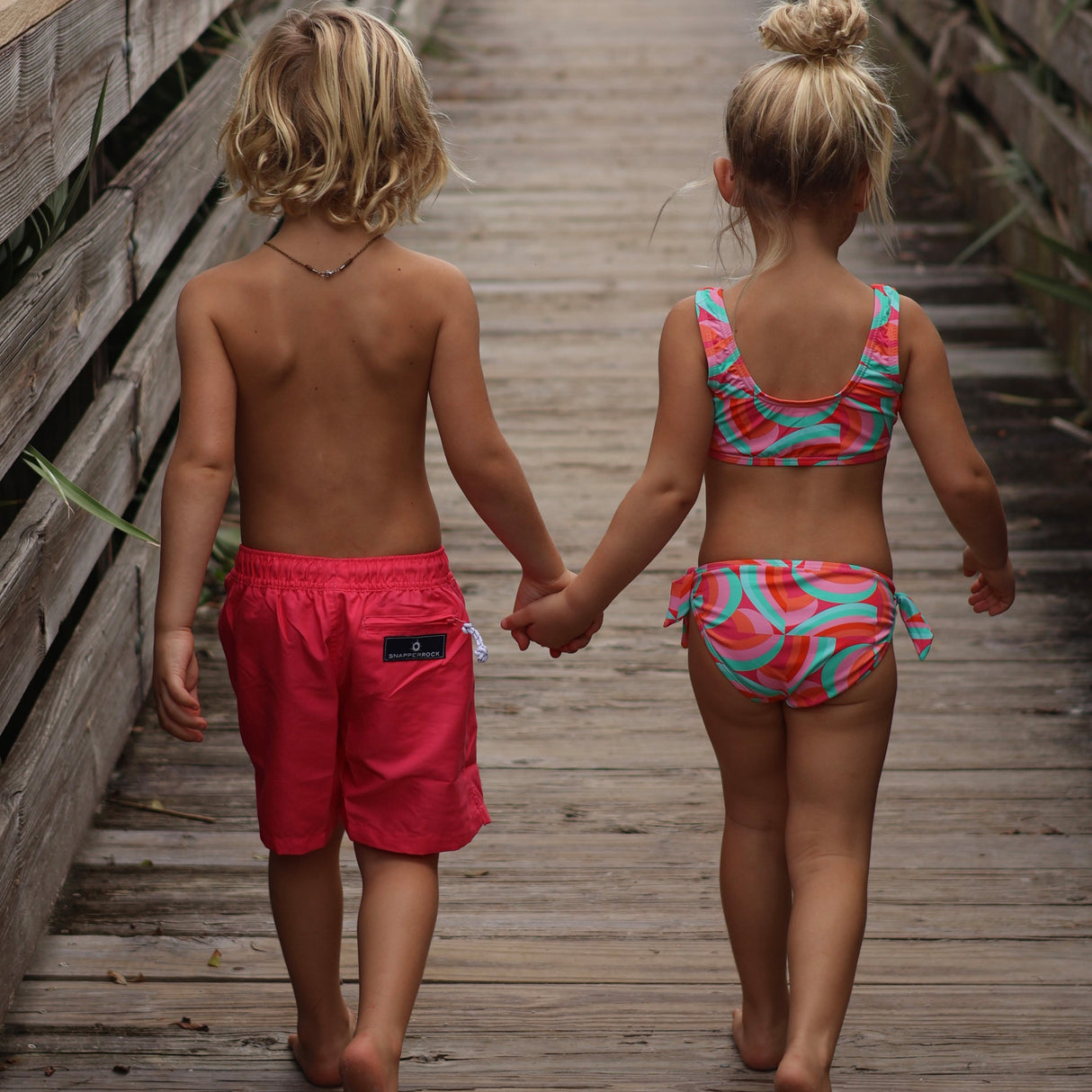 Geo Melon Sustainable Knot Front Bikini - HoneyBug