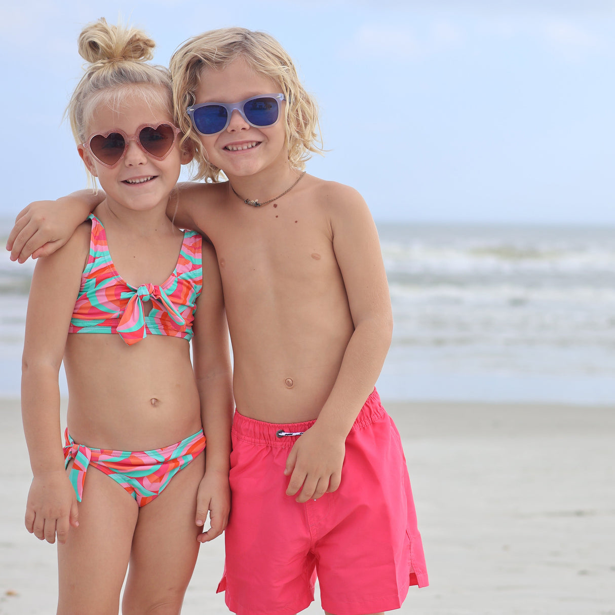 Geo Melon Sustainable Knot Front Bikini - HoneyBug