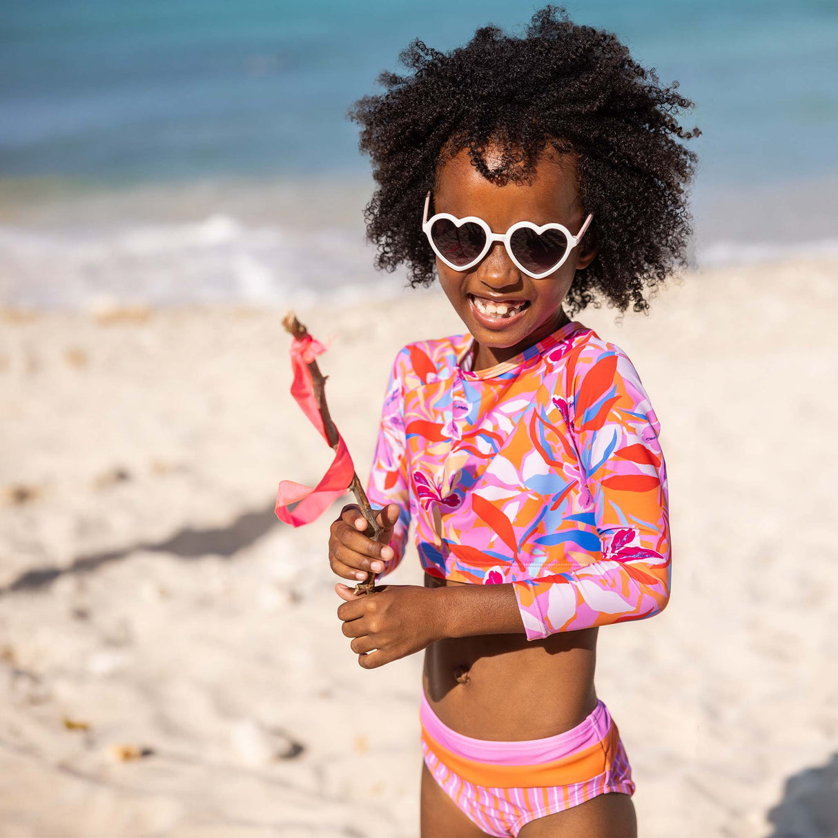 Blooming Sunset Sustainable Crop LS Rash Set - HoneyBug