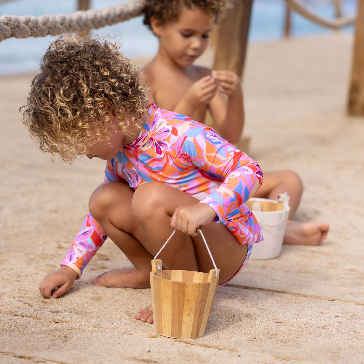 Blooming Sunset Sustainable LS Skirt Surf Suit - HoneyBug