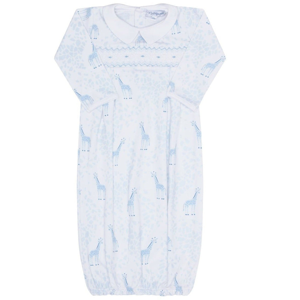 Blue Giraffe Print Smocked Gown - HoneyBug