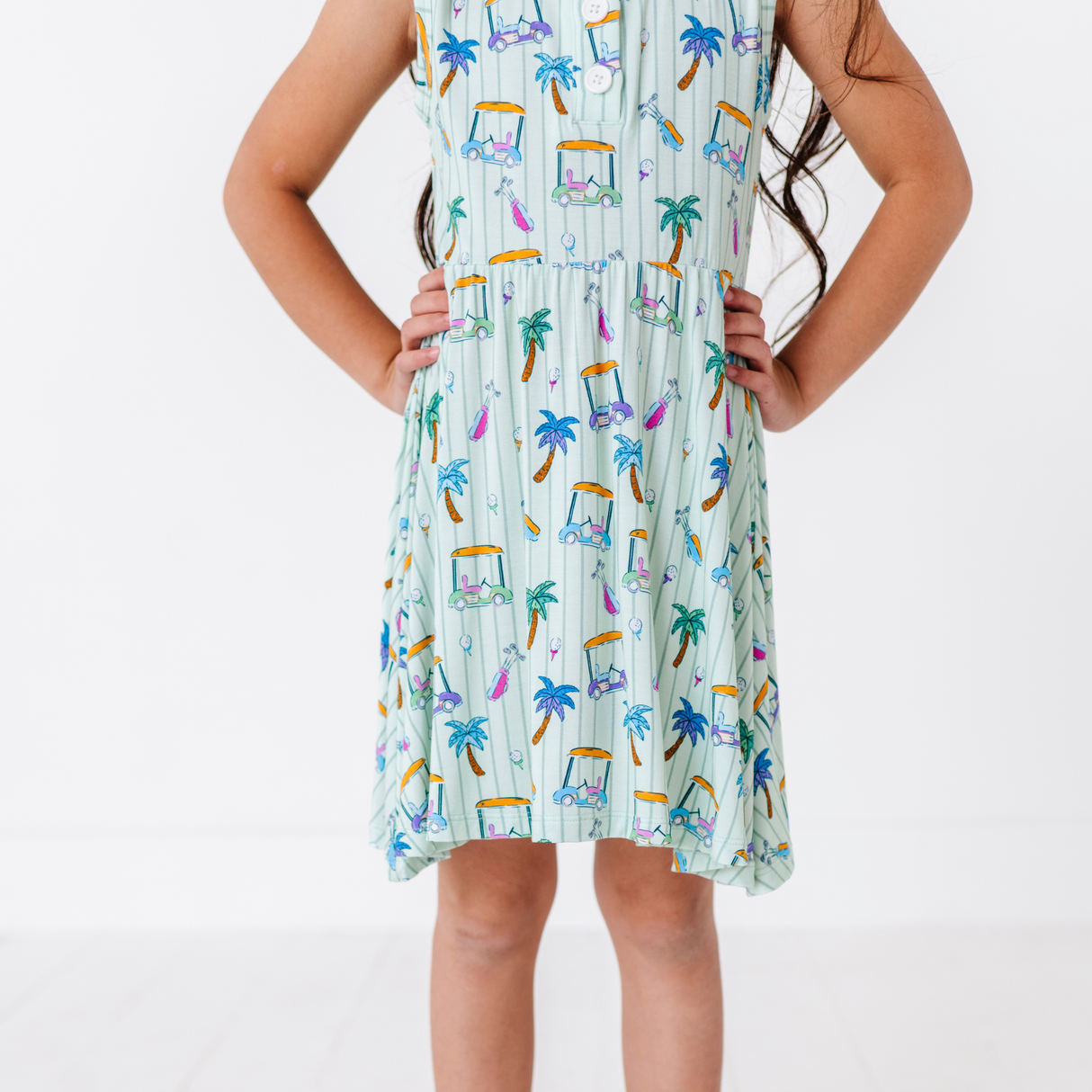 It's Fore O'Clock Somewhere Girls Collared Dress - HoneyBug