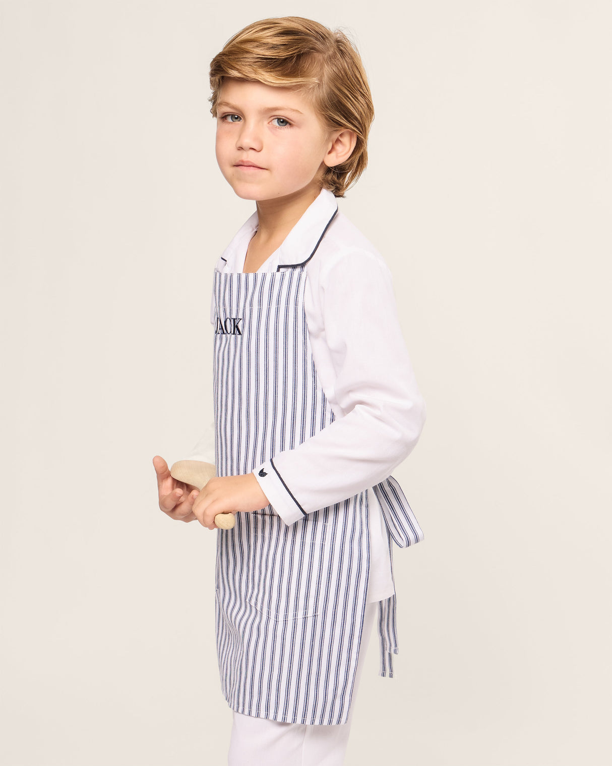 Kid's Apron in Navy French Ticking - HoneyBug