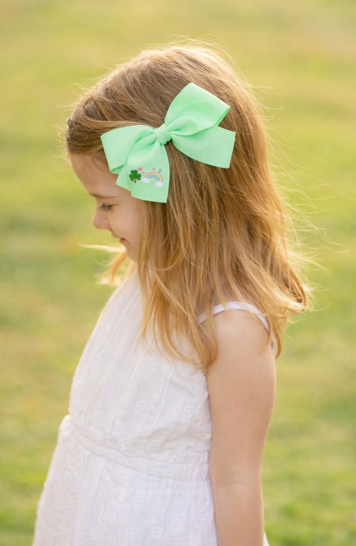 Rainbow Shamrock Hair Bow