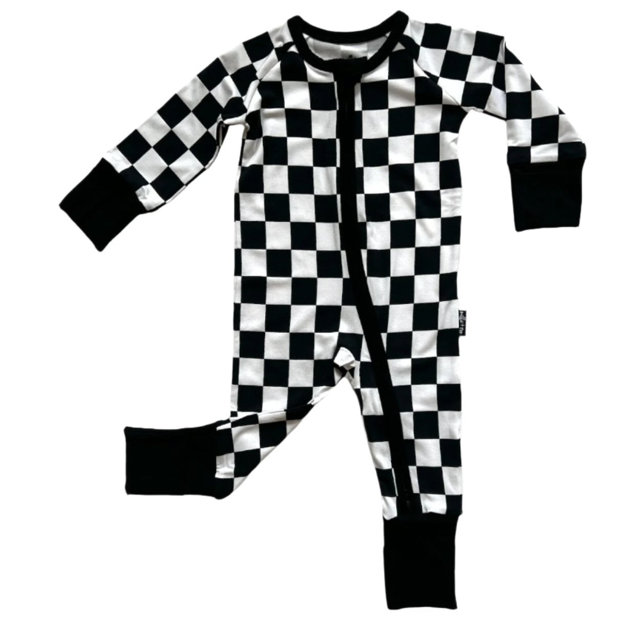 Zip Romper - B+W Checkered - HoneyBug