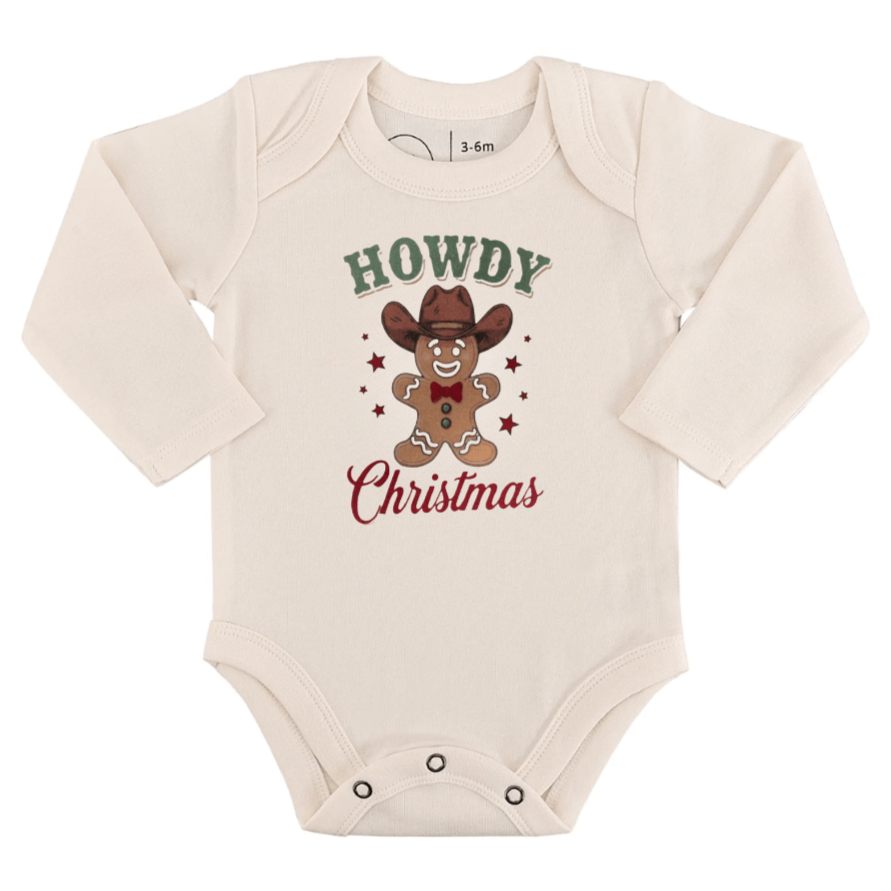 long sleeve graphic bodysuit | howdy gingerbread christmas - HoneyBug