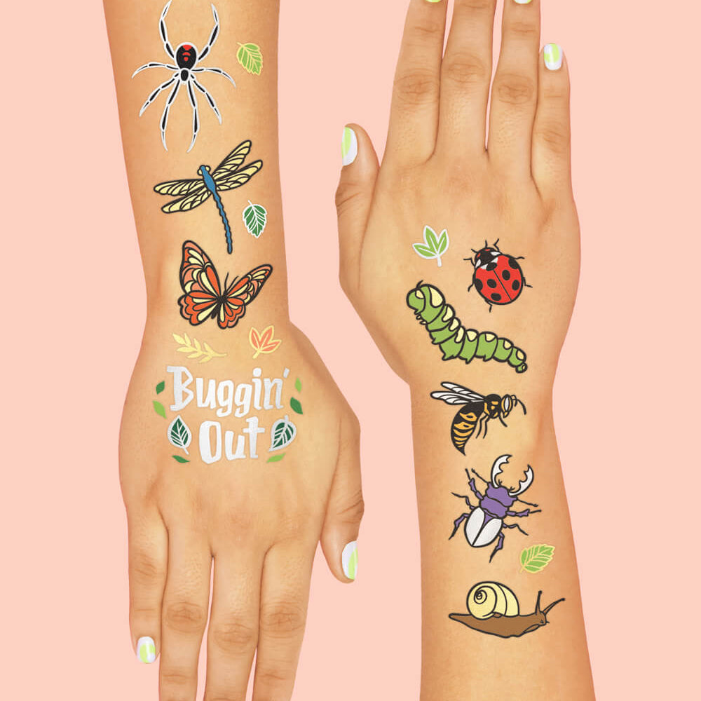 Buggin' Out Tats - 48 Foil Temporary Tattoos