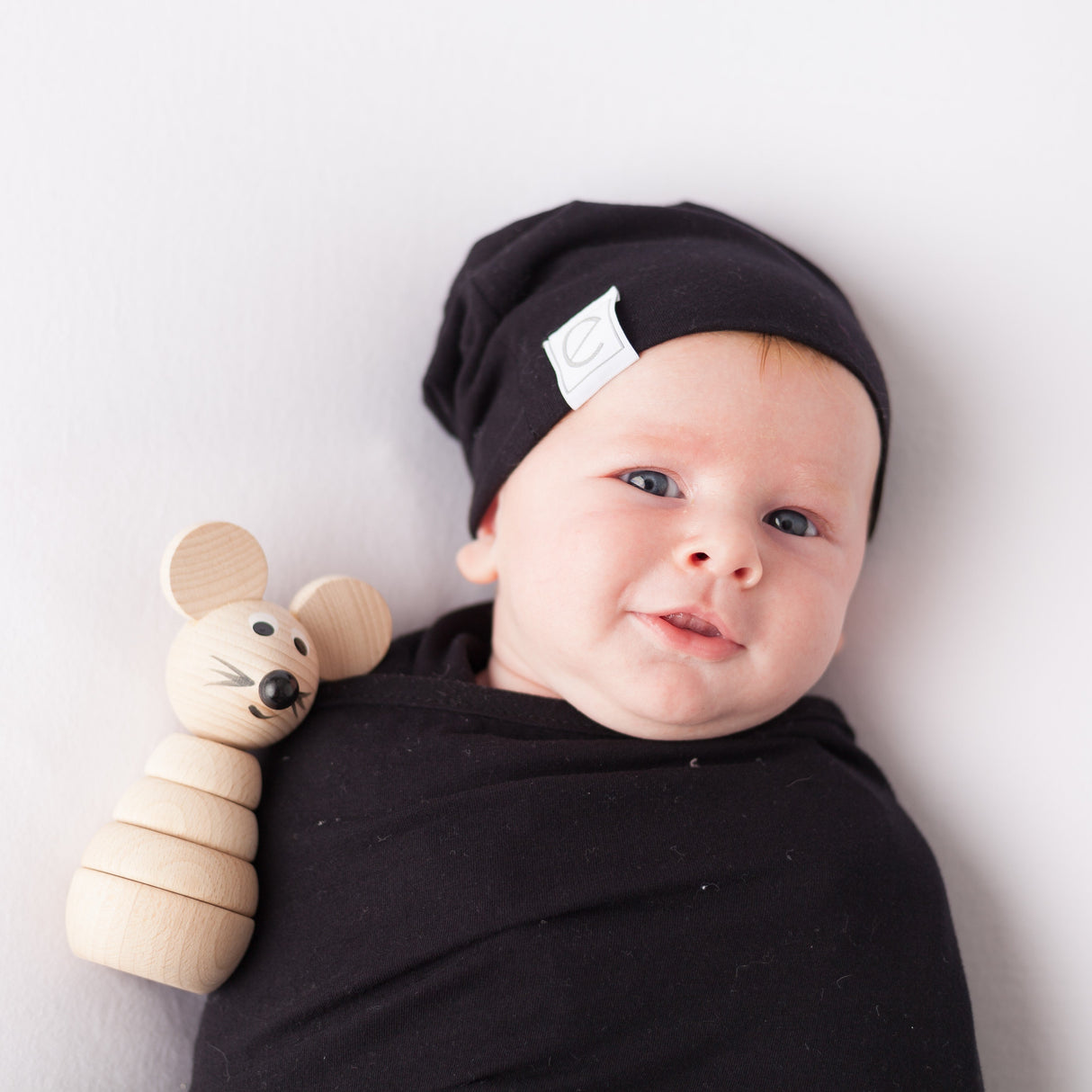 2 Pack Jersey Cotton Beanie Hat Set - Tan & Black - HoneyBug