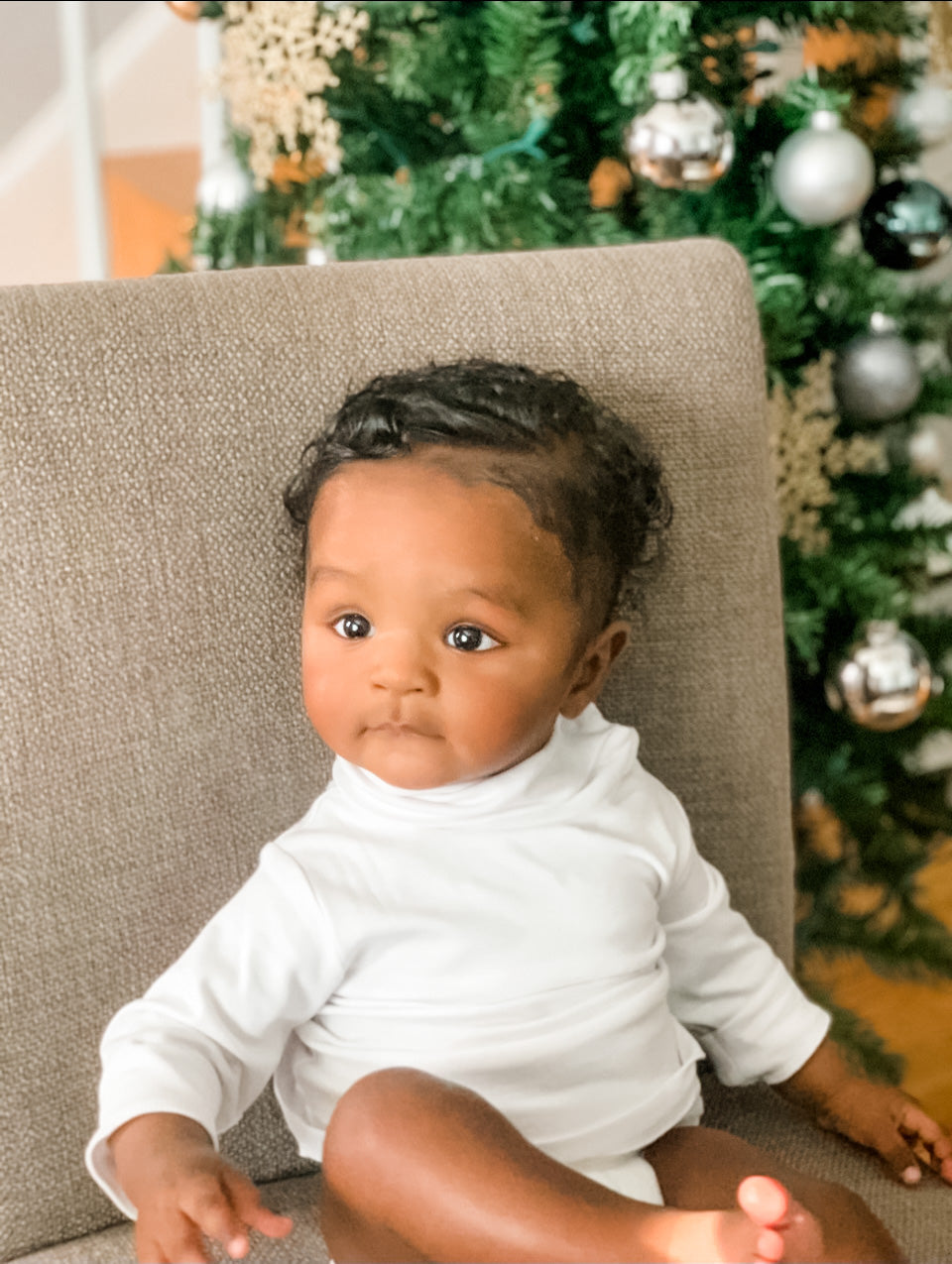 Solid White Turtleneck - HoneyBug