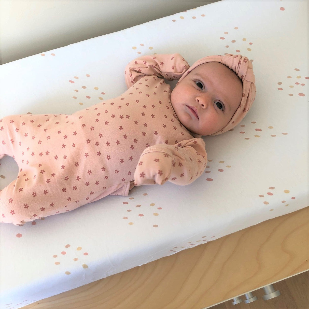 Changing Pad Cover | Cradle Sheet - Dusty Pink Raindrops - HoneyBug