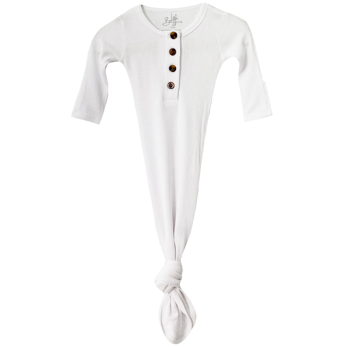 Knotted Baby Gown - Waffle White - HoneyBug