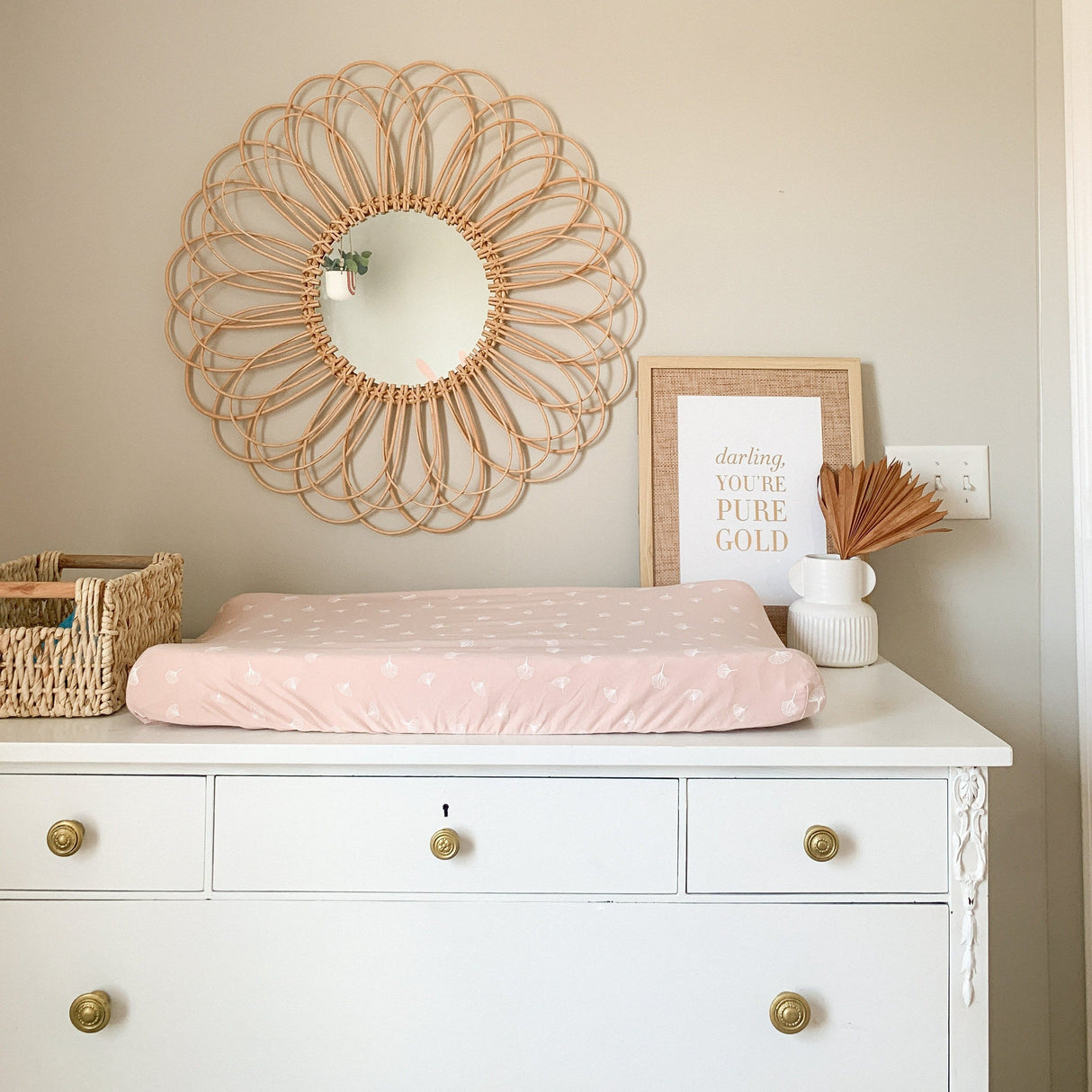 Changing Pad Cover | Cradle Sheet Set - Gingko & Pin Dot - HoneyBug