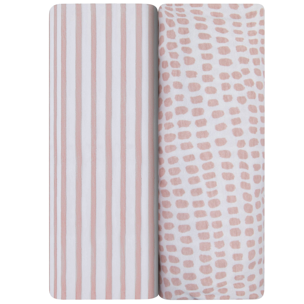 Waterproof Bassinet Sheet Set - Mauve Pink Stripes & Splash - HoneyBug
