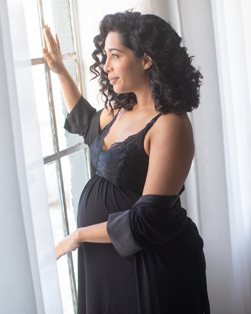 Lucille Maternity & Nursing Nightgown | Black - HoneyBug