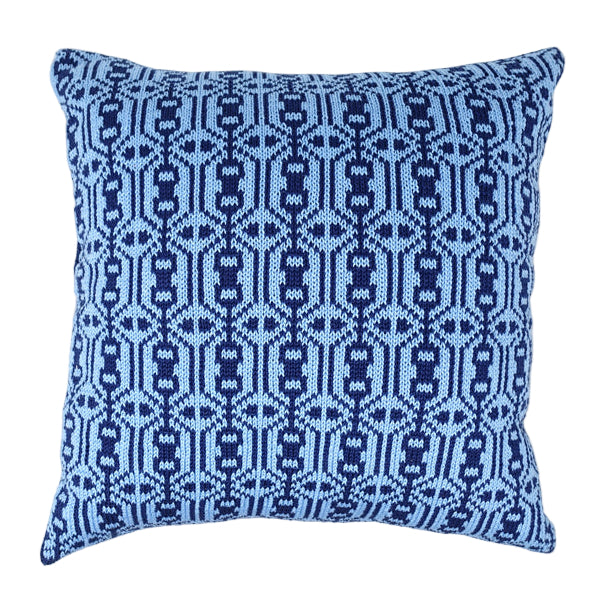 Blue Nordic Pattern Pillow, 14"