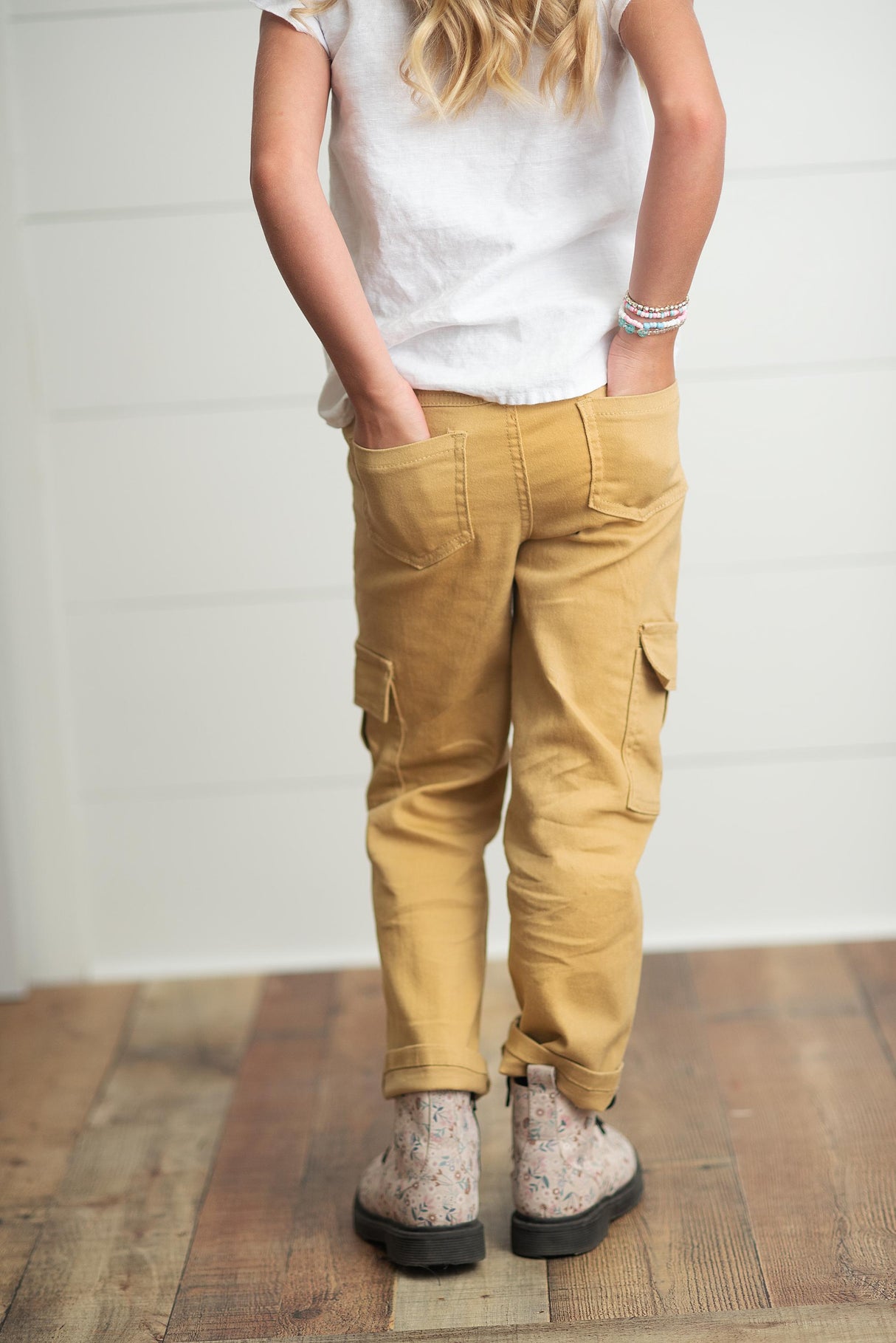 Khaki Denim Cargo Pant - HoneyBug