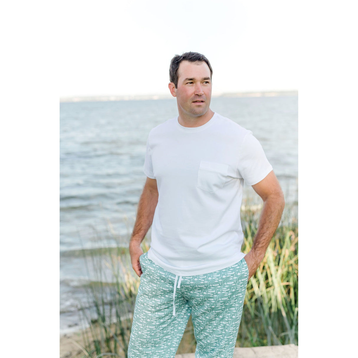 Charles Men's Shortsleeve Pocket T-shirt - White - HoneyBug