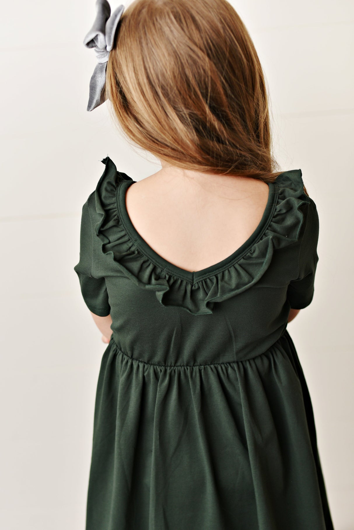 Army Green Ruffle Twirl Dress - HoneyBug