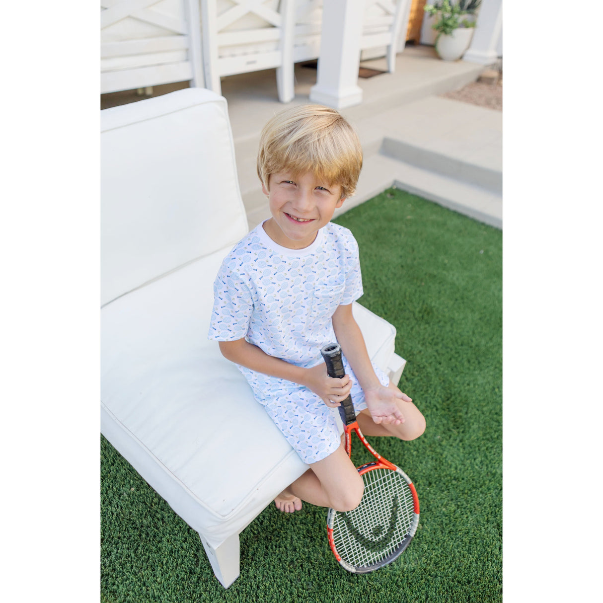 Charles Boys' Pima Cotton Short Set - Tennis Match Blue - HoneyBug