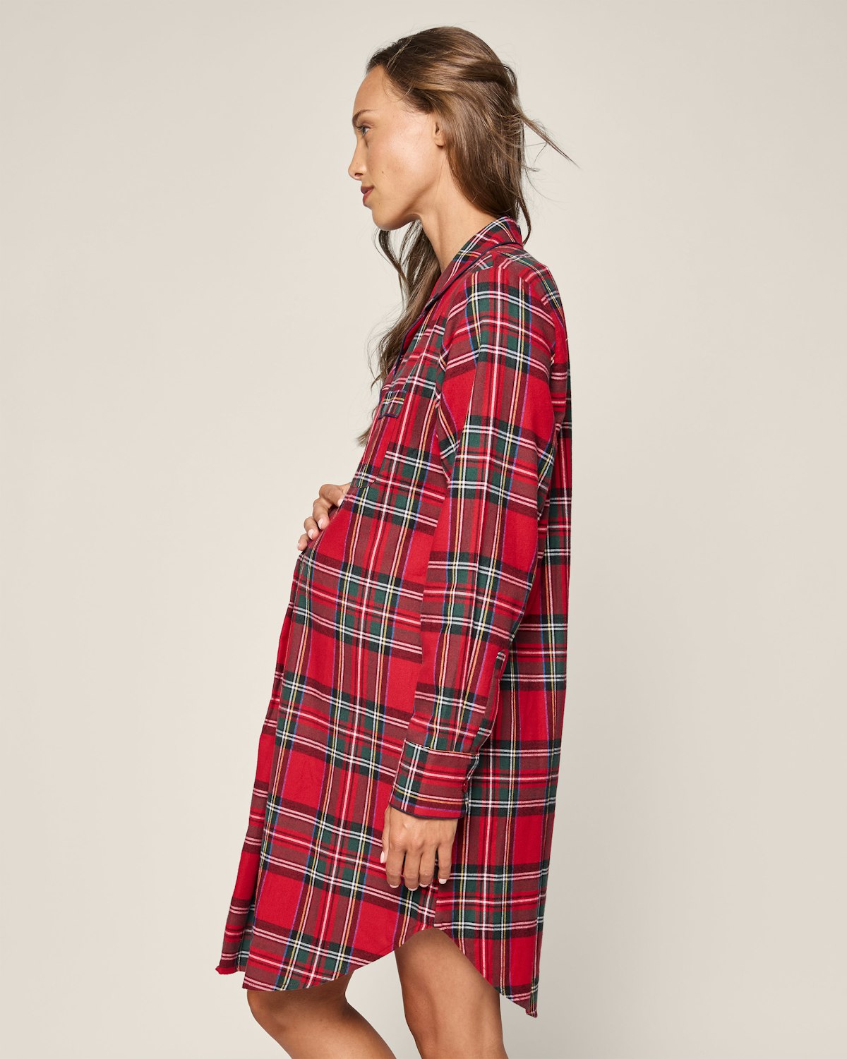 Women's Brushed Twill Maternity Nightshirt in Imperial Tartan - HoneyBug