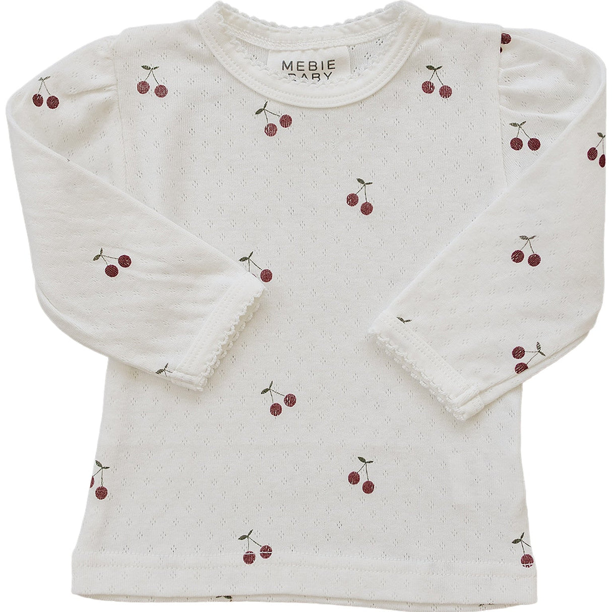 Cherry Pointelle Long Sleeve Tee - HoneyBug