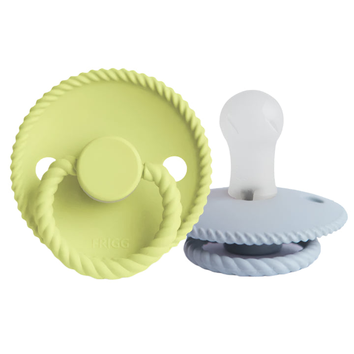 FRIGG Rope Silicone Pacifier 2-Pack - Green Tea/Powder Blue - HoneyBug