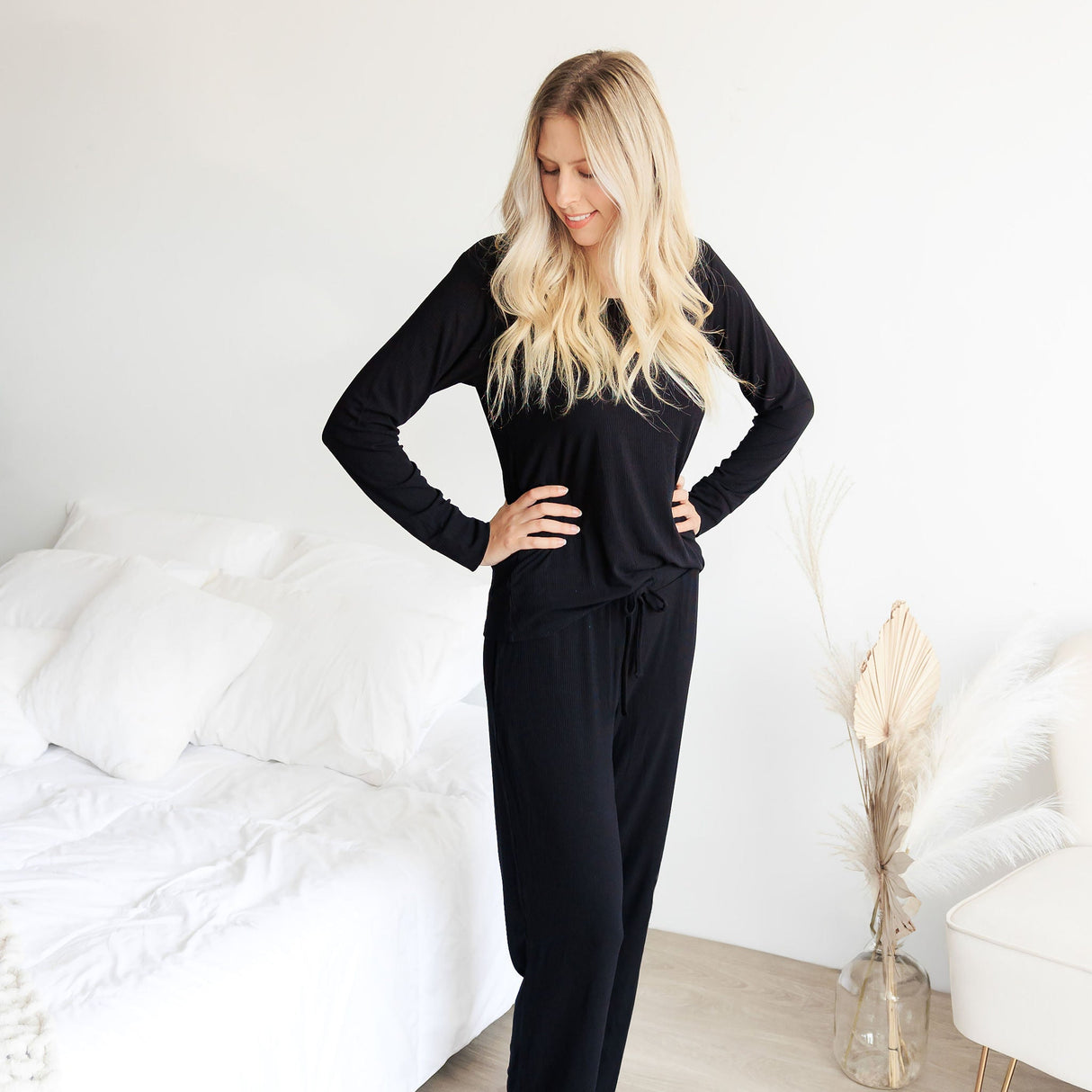 WOMEN'S PAJAMA SET- Midnight Ribbed - HoneyBug