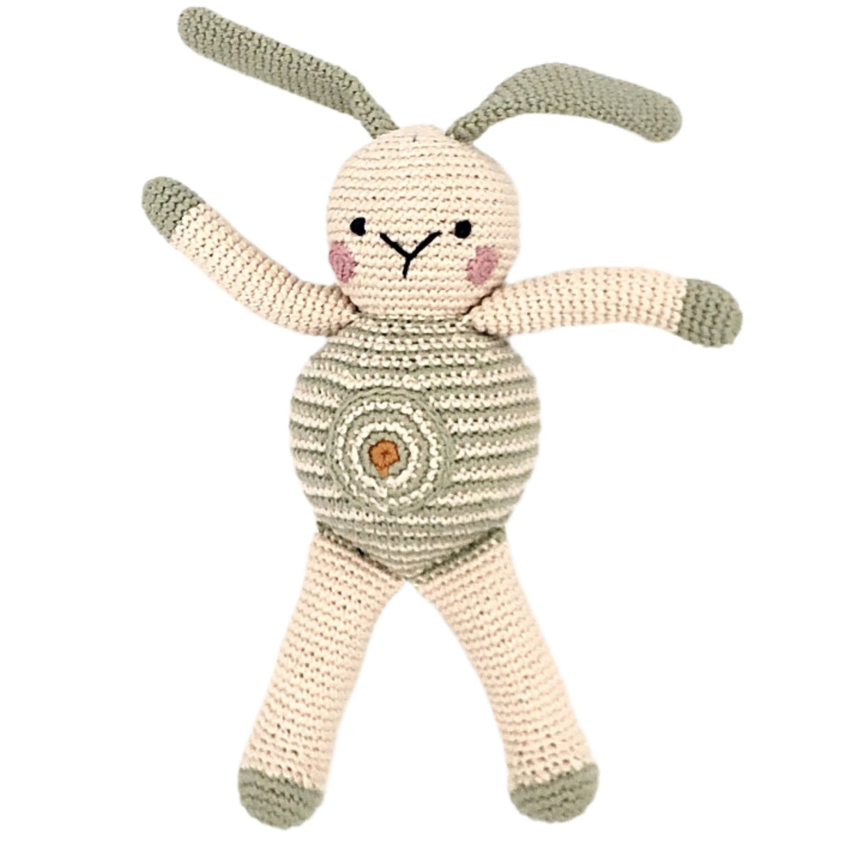 Plush Baby Bunny Rattle - Teal Spot - HoneyBug