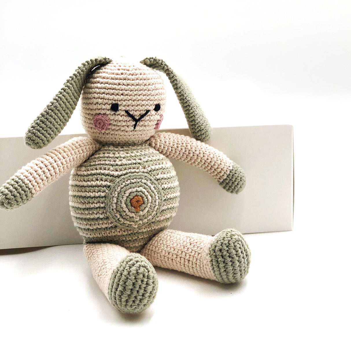 Plush Baby Bunny Rattle - Teal Spot - HoneyBug