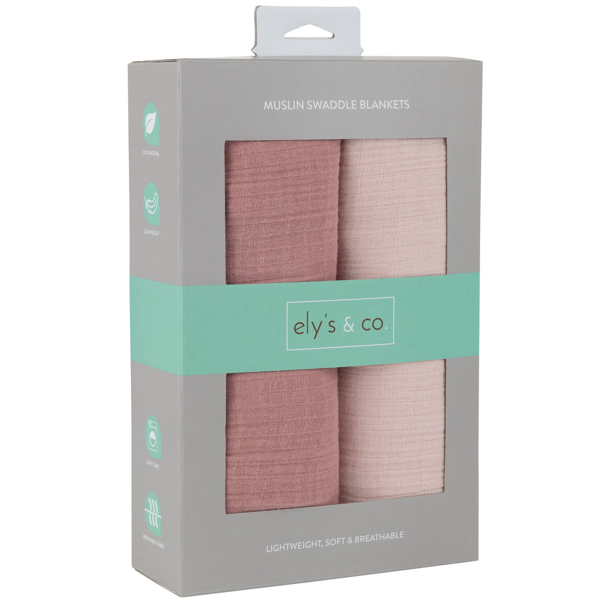 2 Pack Cotton Muslin Swaddle Blanket - Rosewater & Cranberry - HoneyBug