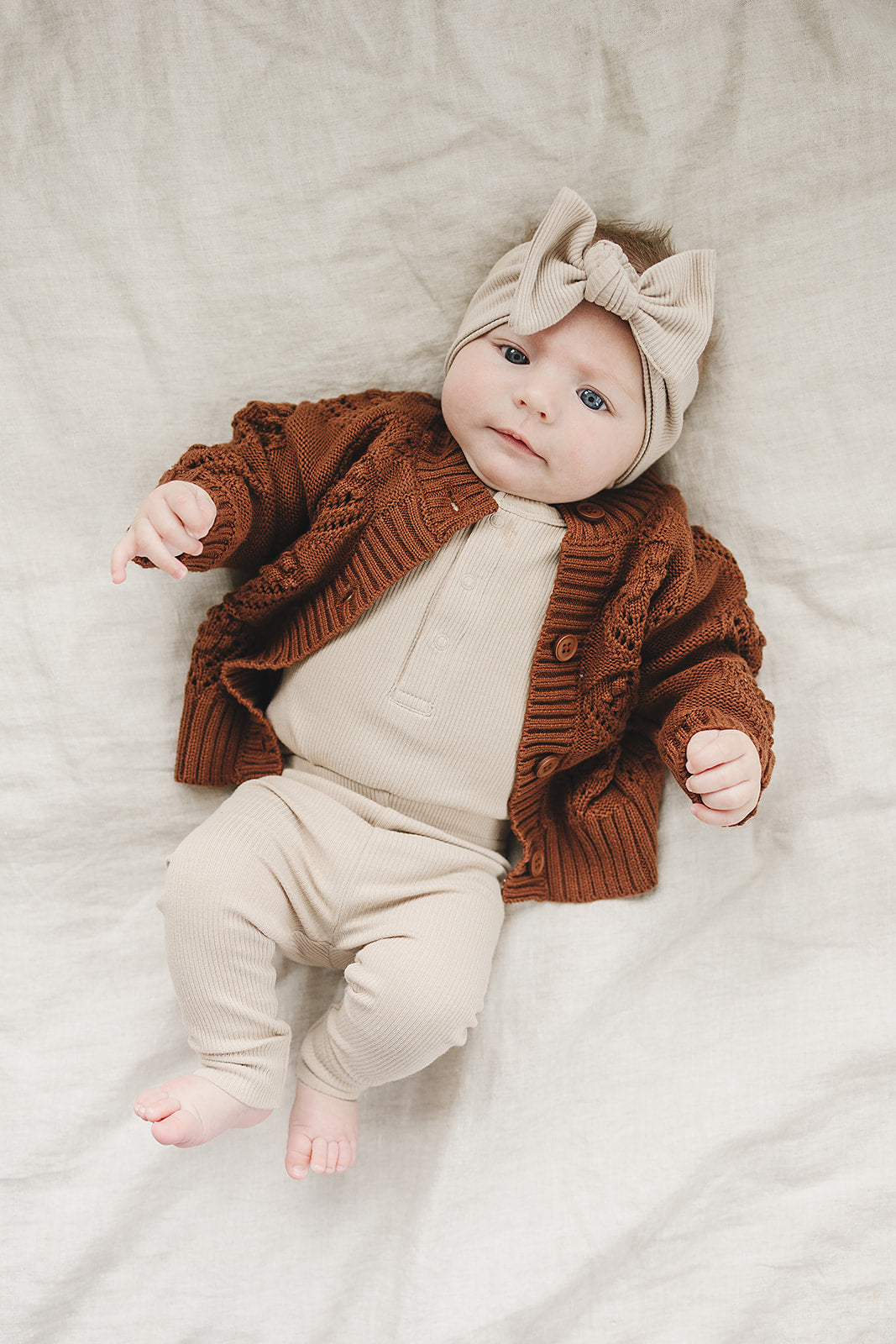 Oatmeal Organic Snap Long Sleeve Ribbed Bodysuit - HoneyBug