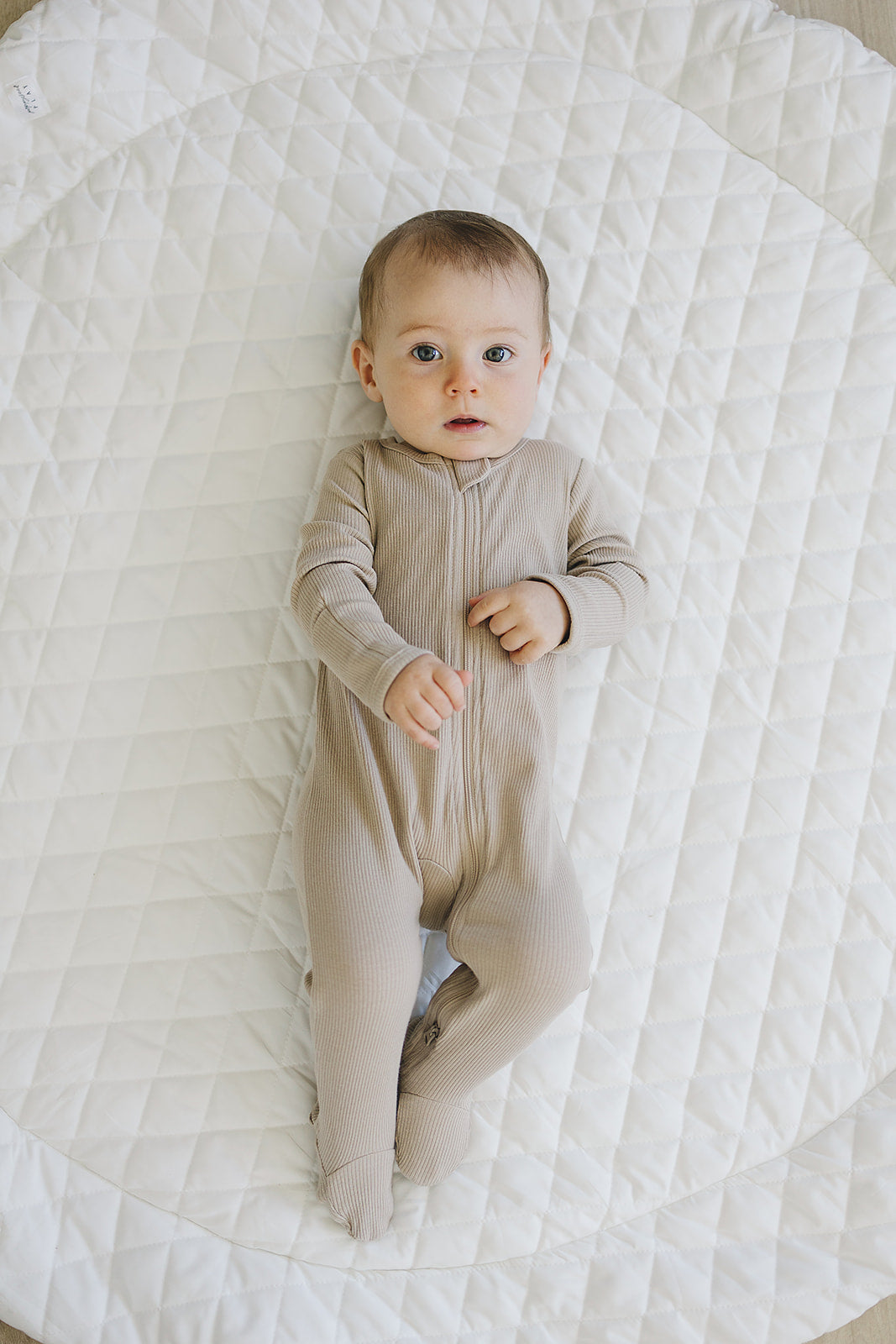 Oatmeal Organic Cotton Ribbed Zipper - HoneyBug