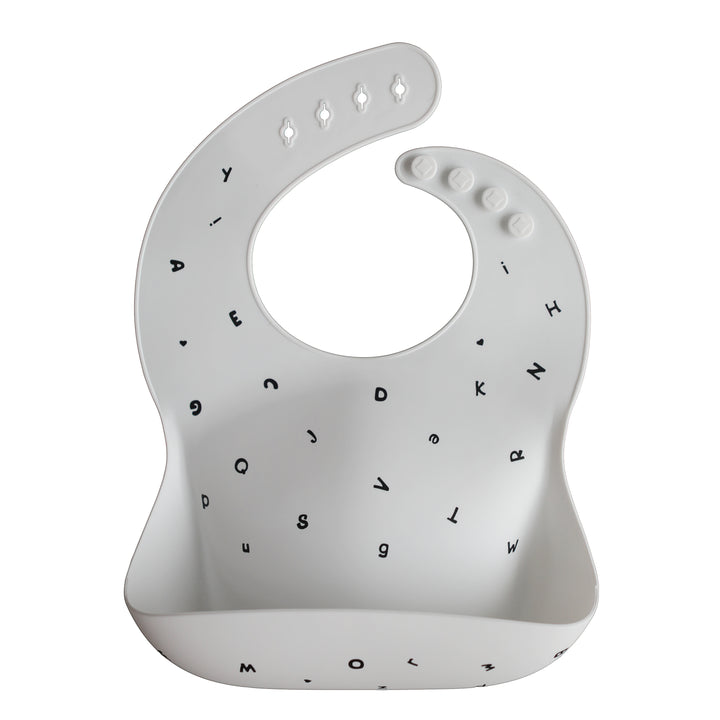 Silicone Baby Bib - Letters White - HoneyBug