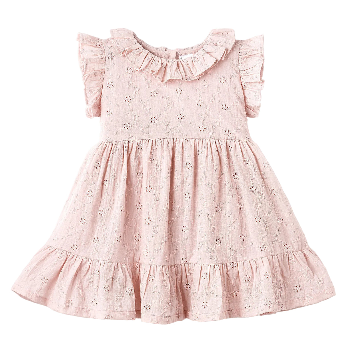 Eyelet Girl's Pink Cotton Dress for Special Occasions