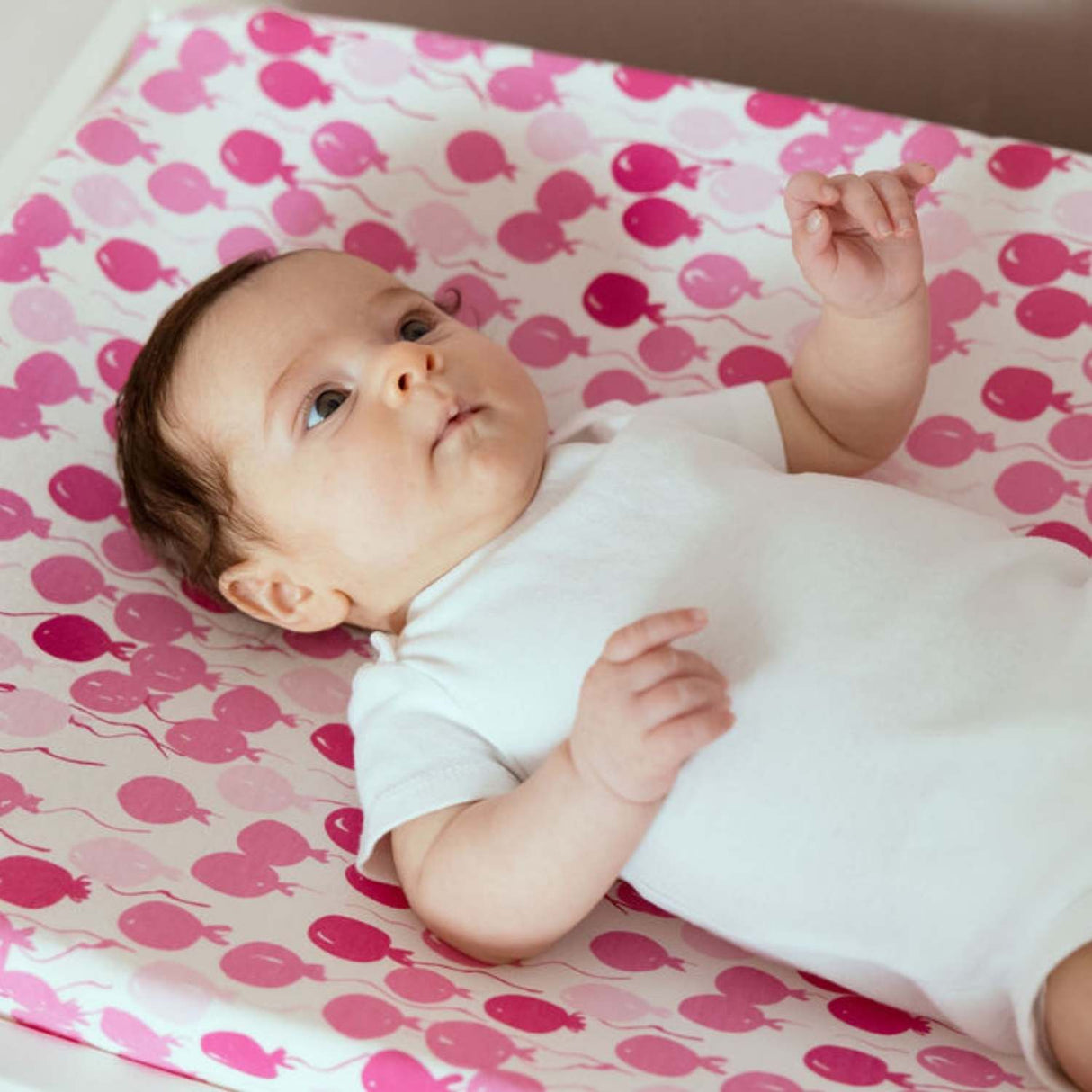 Organic Changing Pad Cover - Pink Balloons