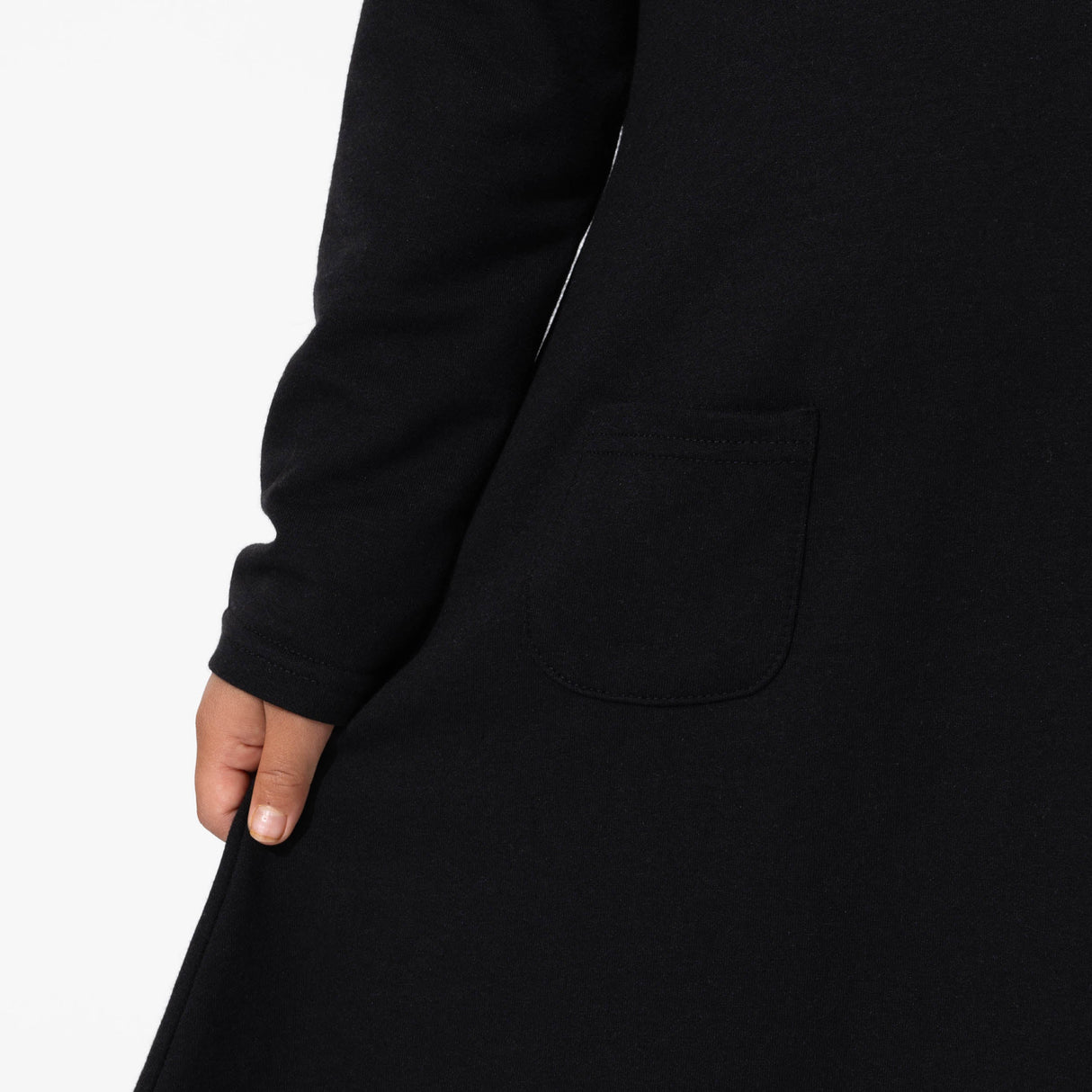 Obsidian Black Bamboo Terry Daywear Girls' Long Sleeve Dress - HoneyBug